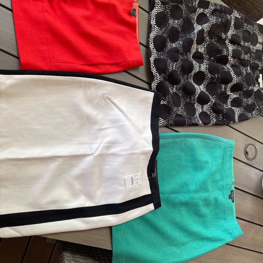 8 skirts J Crew, Banana Republic skirts size 6 and one size 4- wool and leather